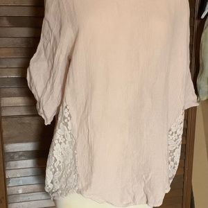 Woven Tunic Shirt with Italian Lace